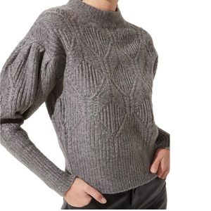 ASTR the label Charcoal Puff Sleeve Sweater SZ L